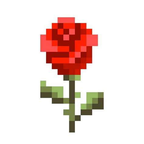 Flor Minecraft, Minecraft Flowers Pixel Art, Minecraft Rose, Pixel Art Ideas Cute, Rose Pixel Art, Pixel Art Flower, Flower Pixel Art, Hearts Pixel Art, Pixel Rose