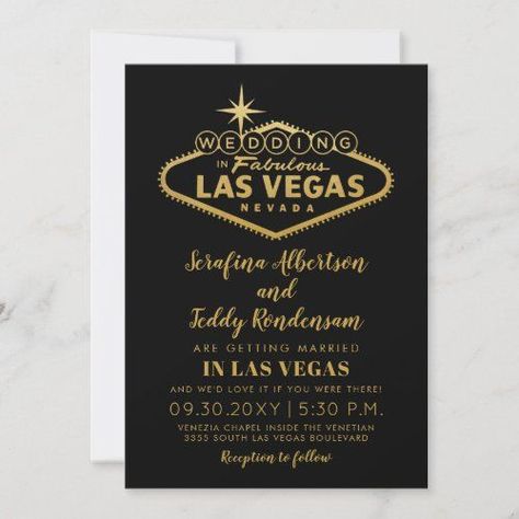 $2.55 | Gold Las Vegas Fabulous Destination Wedding Invitation #lasvegas #wedding #gold #black #fabulouslasvegas #lights #typography #modern #elegant #casino Vegas Wedding Invitations, Las Vegas Wedding Invitations, Destination Wedding Invitation, Las Vegas Sign, Vegas Sign, Black Gold Wedding, Gold Wedding Invitation, Vegas Style, White Wedding Invitations