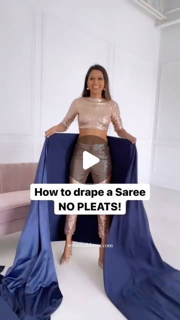 Saree Draping Styles Modern, Modern Saree Draping, Saree Draping Tutorial, Saree With Pants, Style Saree Draping, Tia Bhuva, Saree Silhouette, Draping Saree, India Saree