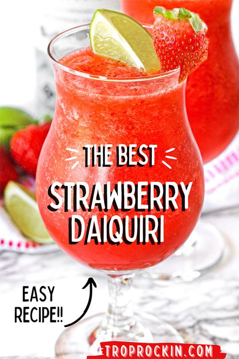 Frozen Daquiri Recipe, Strawberry Alcohol Drinks, Frozen Daiquiri Recipe, Strawberry Daiquiri Recipe, Strawberry Daiquiri Mix, Frozen Strawberry Daiquiri, Frozen Drinks Alcohol, Frozen Daiquiri, Strawberry Cocktails