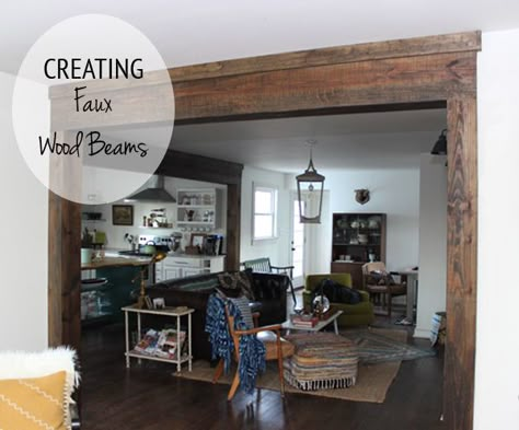 Creating Faux Wood beams: definitely gives your house that rustic feeling! Faux Wood Beams, Faux Beams, Deco Originale, Wooden Floors, Wood Beams, Faux Wood, Remodel Ideas, House Stuff, Rustic House