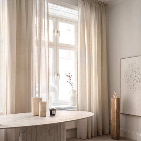 Hm Curtains, Floor To Ceiling Linen Curtains, Neutral Sheer Curtains, Sheer Privacy Curtains, Floor Length Curtains Bedroom, Floor Length Curtains Living Room, Neutral Curtains Bedroom, Long Linen Curtains, Floor Length Curtains