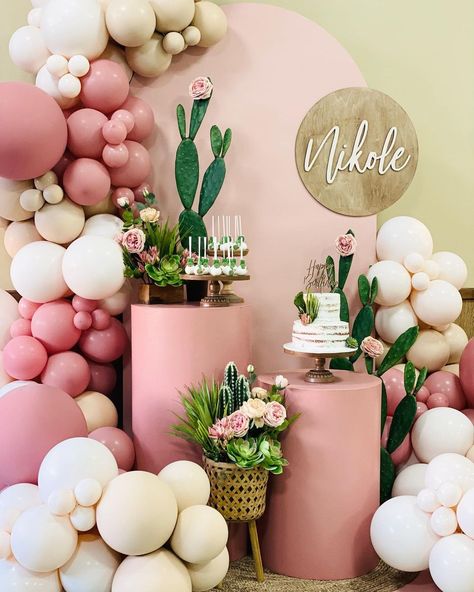 Pink Desert Party, Pink Cactus Party, Cactus Themed Birthday Party, Cactus Birthday Party Decoration, Little Senorita Is On Her Way, Desert Theme Baby Shower Ideas, One Prickly Pair, Fancy Baby Shower, Cactus Party Decor