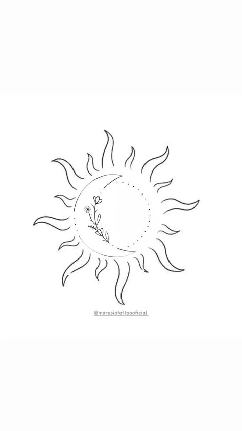 Sun Tattoo Delicate, Sun And Mandala Tattoo, Sun With Flowers Tattoo Simple, Sun Moon Sky Tattoo, Sun And Nature Tattoo, Sun And Moon Design Simple, Sun And Arrow Tattoo, Sunflower And Stars Tattoo, Sun And Moon Tattoo Ideas Simple