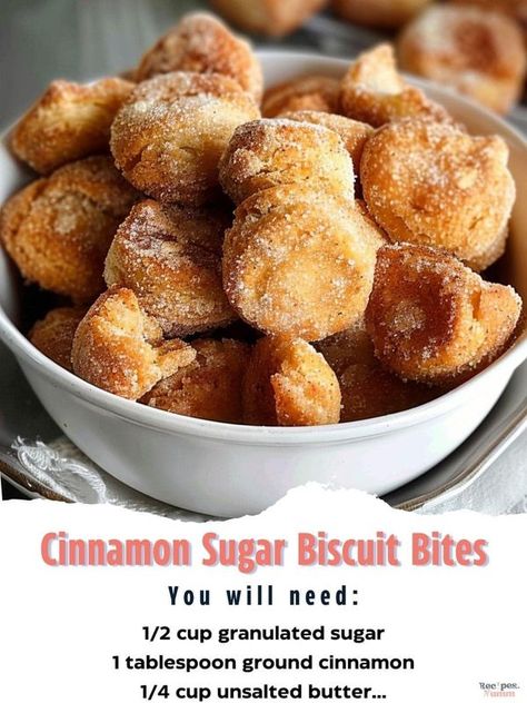 The Pioneer Woman - Ree Drummond ! > | Cinnamon Sugar Biscuit Bites | Facebook Cinnamon Bites Recipe, Layered Taco Bake, Cinnamon Bites, Biscuit Bites, Cinnamon Biscuits, Pillsbury Biscuits, Sugar Biscuits, Fluffy Biscuits, Canned Biscuits