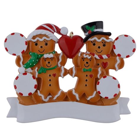 WorldWide Personalized Ornament Gingerbread Family of 4 *** Continue to the item at the picture web link. (This is an affiliate link). #newyear Gingerbread Family, Family Of 6, Family Of 4, Hanging Ornaments, Christmas Ornament, Gingerbread, Christmas Gift, Christmas Ornaments, Christmas