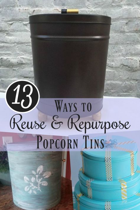 Leftover Popcorn, Popcorn Tins, Christmas Popcorn, Popcorn Tin, Recycled Christmas, Repurposing Ideas, Arm Wrestling, Tin Can Crafts, Cookie Tins