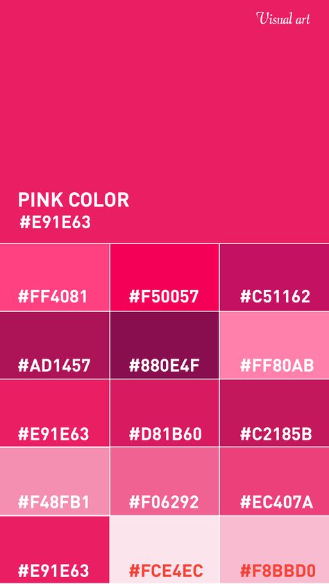 Hot Pink Shades Color Palettes, Hot Pink Hex Code, Neon Pink Palette, Neon Pink Color Palette, Pink Pallet Color, Pink Hex Codes, Hot Pink Palette, Hot Pink Color Palette, Pink Color Chart