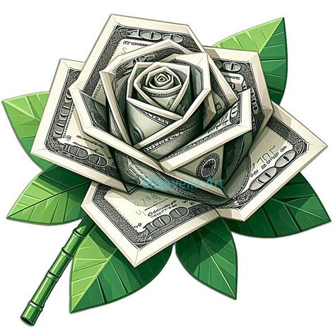 Origami Rose Flower, Money Clipart, Plants Landscape, Money Rose, Rose Drawing Tattoo, Dollar Bill Origami, Money Tattoo, Rose Png, Rosé Png