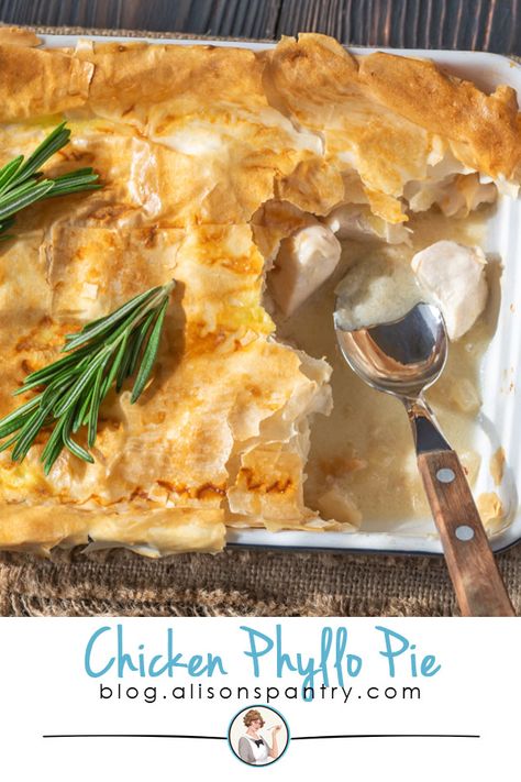 Chicken Phyllo, Philo Dough, Phyllo Pie, Jamie Oliver Chicken, Phyllo Dough Recipes, Phyllo Recipes, Chicken And Mushroom Pie, Chicken Pie Recipe, Puff Pastry Crust