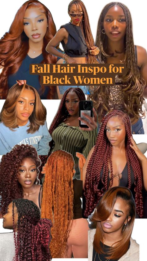 Fall hair inspiration for black women Hair Inspiration For Black Women, Inspiration For Black Women, Fall Hair Inspiration, Fall Hair Inspo, Fall Braids, Fall Hairstyles, Goddess Braids Hairstyles, Box Braids Hairstyles For Black Women, Cute Box Braids Hairstyles