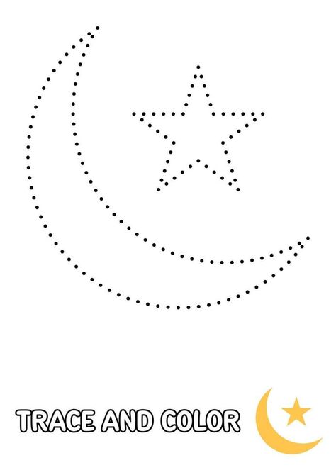 Eid Moon tracing and coloring worksheet for kids Islamic Kids Activities Worksheets, Eid Moon, Worksheet Coloring, Kids Worksheet, About Moon, Coloring Worksheet, Islamic Kids Activities, Art Activities For Toddlers, Worksheet For Kids