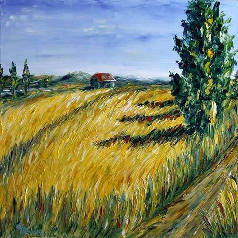 claudia hansen artist | Claudia Hansen, "Kornfeld"With a click on 'Send as art card', you can ... Field Corn, Corn Field, Post Impressionism, Color Art, 2d Art, Artist Painting, Textures Patterns, Card Art, Colorful Art