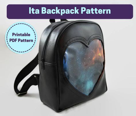 Diy Ita Bag Pattern, Sewing Pattern Backpack, Ita Bag Sewing Pattern, Ita Bag Ideas, Sew Backpack, Make Your Own Backpack, Ita Backpack, Kawaii Patterns, Backpack Sewing Pattern