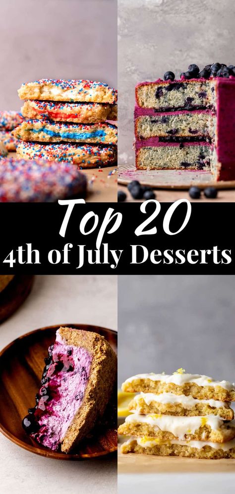 There is no better way to celebrate Independence Day than getting your friends and family together to eat some delicious food. This year impress everyone with the perfect dessert for your party. Fourth Of July Desserts, 4th Of July Dessert, Summer Cake Recipes, July Desserts, Strawberry Dessert Recipes, Strawberry Dessert, Summer Baking, 4th Of July Desserts, Treats Recipes