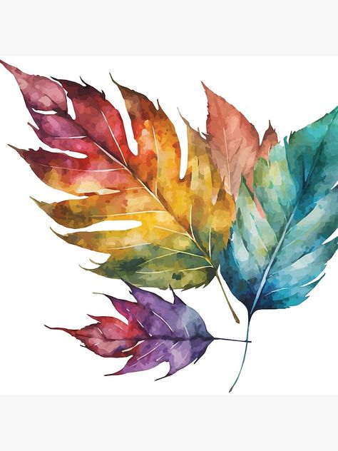 "A colorful painting of fallen leaves - Watercolor Leaves and Trees" Art Board Print for Sale by GVRDesign Leaves In Watercolor, Fall Tree Tattoo, Colourful Leaves Painting, Fall Leaves Watercolor, Watercolor Fall Leaves, Falling Leaves Painting, Watercolor Maple Leaves, Autumn Leaves Watercolor, Autumn Leaves Painting Watercolors