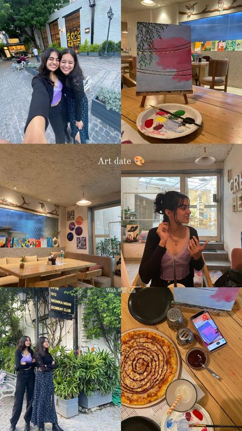 Art Date With Friends, Cafe Date With Friends, Cafe Outfits Aesthetic, Cafe Photo Ideas Instagram, Cafe Outfit Aesthetic, Date With Best Friend, Cafe Date Outfit, Cafe Poses, Cafe Photos