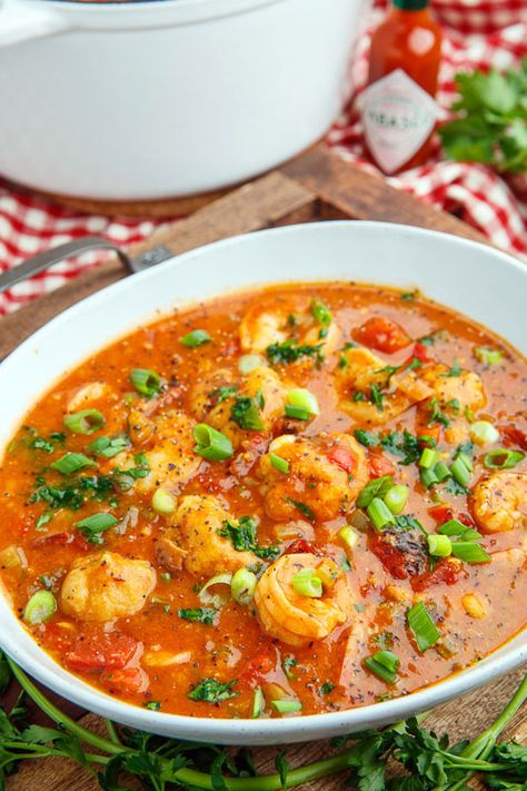 Shrimp Creole Soup with Bacon and Cheddar Dumplings Creole Soup, Shrimp Chowder Recipe, Cheddar Dumplings, Cornbread Dumplings, Louisiana Shrimp, Shrimp Chowder, Soup With Bacon, Recipe Tomato, With Cornbread