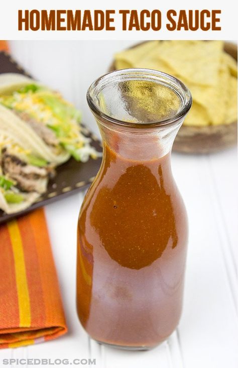 Homemade Taco Sauce - 20 minute recipe! Homemade Taco Sauce, Homemade Condiments, Condiment Recipes, 20 Minute Recipes, Marinade Sauce, Taco Sauce, Gravy Sauce, Homemade Spices, Homemade Seasonings