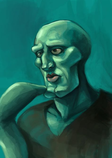 For Nad-Squidward by kageno6.deviantart.com on @DeviantArt Squidward Art, Squidward Painting, Handsome Squidward, Fluttershy Pinkie Pie, Tentacle Art, Squidward Tentacles, Arte Sketchbook, Pinkie Pie, Amazing Art Painting