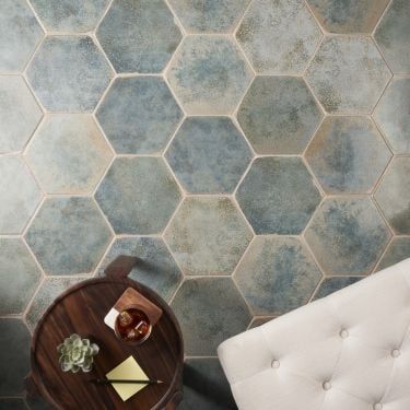 Hexagon Floor, Kalay, Polished Porcelain Tiles, Ivy Hill Tile, Porcelain Floor, Entertaining Essentials, Hexagon Tiles, Green Tile, Polished Concrete