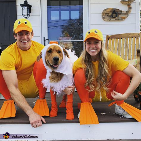 Original Costume Ideas, Duck Halloween Costume, Goose Costume, Duck Costumes, Duck Duck Goose, Homemade Costume, Costume Works, Dog Happy