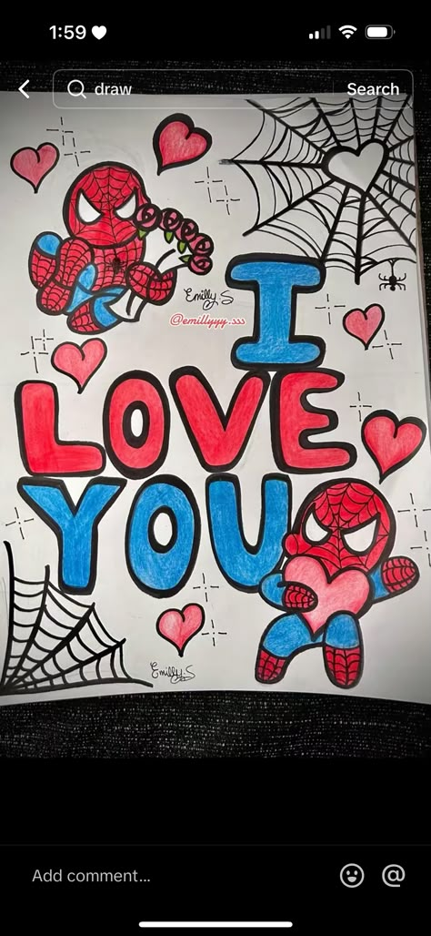 Canvas Valentines Day Ideas For Him, Spider Man Valentines Drawings, Spiderman Drawing Valentines Day, Spider Man Valentine’s Day Card, Spider Man Valentines Cards Handmade, Valentine Painting Ideas For Boyfriend, Spiderman Valentines Drawing, Drawing Ideas Easy Valentines Day, Valentines Day Drawing For Boyfriend