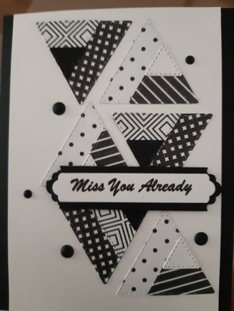 Triangle Cards, Triangle Patchwork, Patchwork Cards, Miss You Already, Shaped Cards, Stamping Ideas, Stamping Up, Stampin Up Cards, Handmade Cards