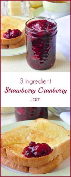 Easy Strawberry Cranberry Jam - a super simple and very easy recipe for a delicious jam without pectin, using equal parts strawberries, cranberries & sugar. Strawberry And Cranberry Jam, Strawberry Cranberry Jam, Jam Without Pectin, Homemade Jams, Cranberry Jam, Christmas Jam, Canning Jam, Canned Food Storage, Jam And Jelly