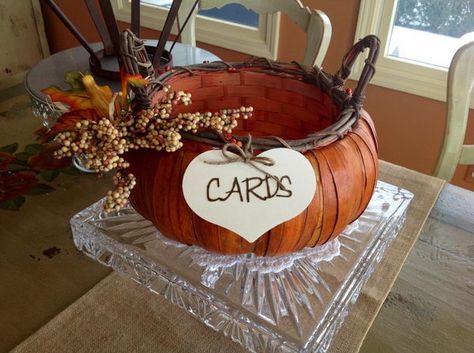 Wedding Money Holder, Halloween Wedding Favors, Card Basket, Halloween Eve, Pumpkin Wedding, Pumpkin Cards, Wedding Card Holder, Wedding Money, Wedding Favors Fall