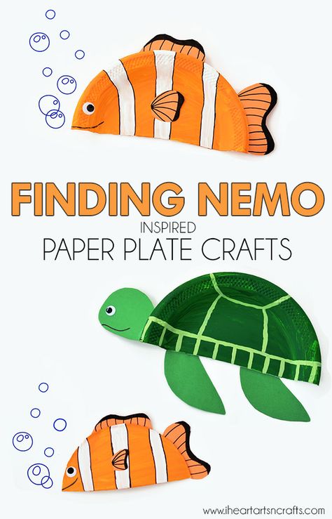 Finding Nemo Paper Plate Crafts for Kids. Plate Crafts For Kids, Paper Plate Art, Paper Plate Crafts For Kids, Fish Crafts, Ocean Crafts, Paper Plate Crafts, Plate Crafts, Crafts For Kids To Make, Art N Craft