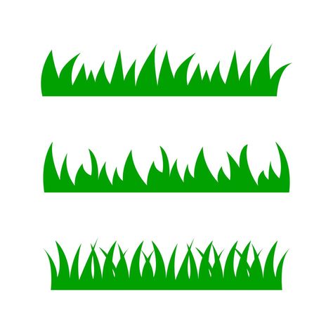 Set of grass. Green grass on white background. Cartoon lawn pattern. Vector Grass Cartoon Drawing, Grass Templates Free Printable, Grass Svg Free, Grass Background Drawing, Grass Drawing Easy, Grass Template, Grass Picture, Grass Craft, Cartoon Grass