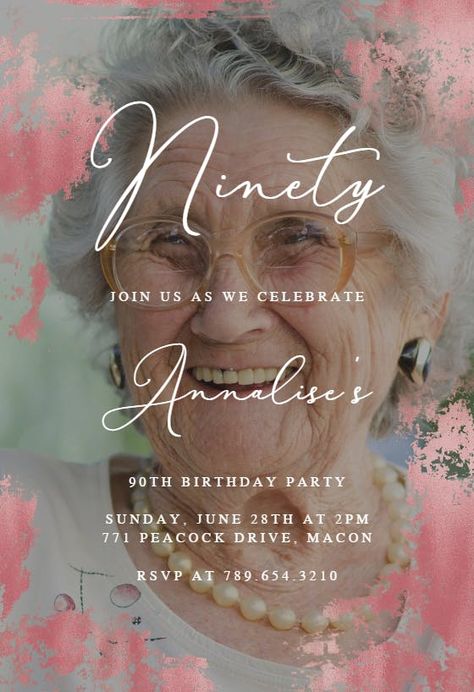 Birthday Invitations With Pictures, Online Birthday Invitations, Milestone Birthday Invitations, Unique Birthday Invitations, Birthday Invitation Design, Suprise Birthday, 88th Birthday, 90th Birthday Invitations, Birthday Invitation Card Template