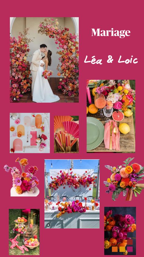 Moodboard d’un mariage acidulé dominance fuschia