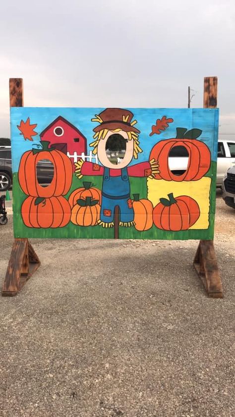 We created this for our fall festival Fall Festival Photo Booth, Festival Photo Backdrop, Festival Photo Booth, Photo Backdrop Ideas, Farm Classroom Theme, Fall Blocks, Festival Booth, Fall Shows, Festival Photo