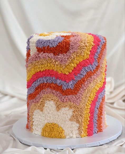 Shag Cupcakes, Shag Cake Designs, Shag Rug Cake, Shaggy Cake, 70s Bday Cake, 1970s Cake Ideas, 70s Theme Sheet Cake, 70s Shag Cake, 70s Style Birthday Cake