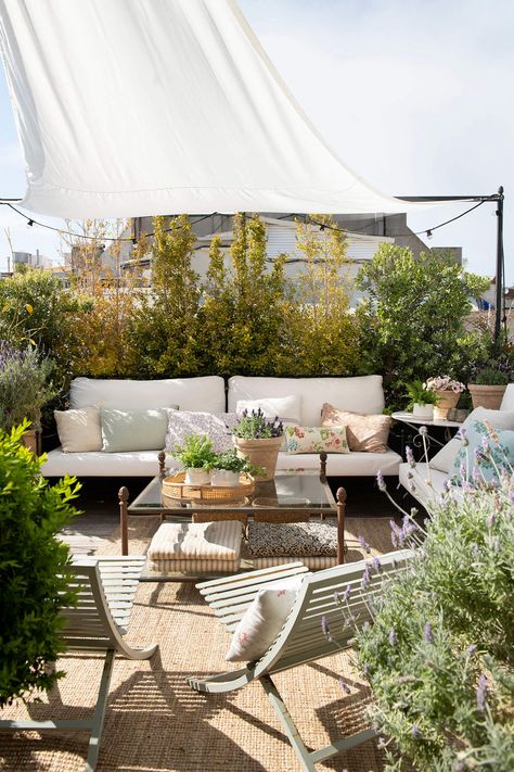 Roof Terrace Ideas, Roof Terrace Garden, Small Courtyard Gardens, Rooftop Terrace Design, Small Courtyards, Beautiful Outdoor Spaces, Front Patio, Terrace Design, Outdoor Inspirations