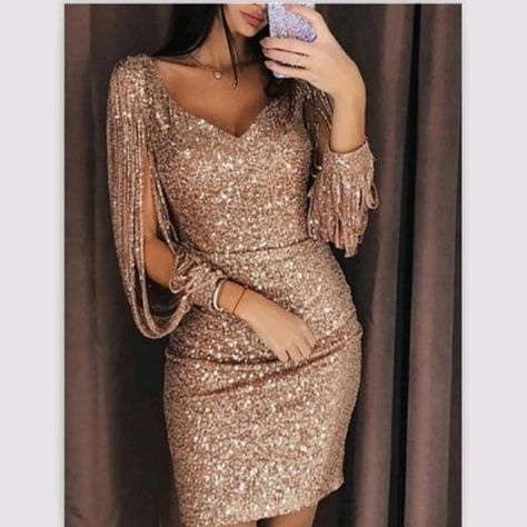 962e56a8a0b0420d87272a682bfd1e53desc52927401ri Short Dresses Party Night, Rose Gold Party Dress, Dresses Party Night, Short Dresses Party, Gold Party Dress, Sparkly Mini Dress, Fitted Sheath Dress, Rose Gold Party, Eve Dresses