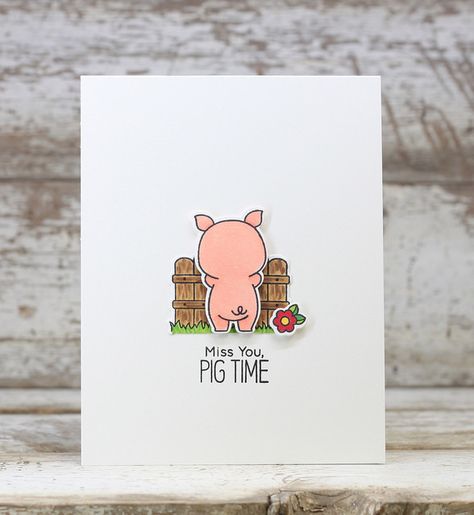 Hog Heaven Stamp Set and Die-namics - Laurie Willison  #mftstamps Goodbye Cards, Hog Heaven, Punny Cards, Farewell Cards, Mft Cards, Pun Card, Miss You Cards, Mft Stamps, Animal Cards