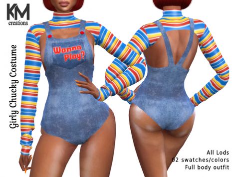 Sims 4 Halloween, Mario Bros Costume, Chucky Halloween Costume, Around The Sims 4, Chucky Costume, Woody Costume, Sims 4 Patreon, Cc Mods, Free Sims 4