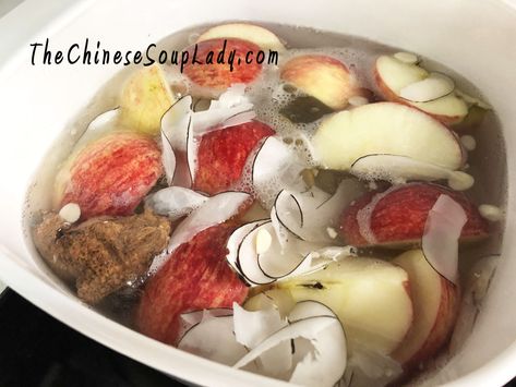 Apple Herbal Tea 03 Soup For Cough, Chinese Drinks, Herbal Chicken Soup, Tea For Cough, Chinese Drink, Chinese Herbal Soup, Chinese Herbal Tea, Snow Pear, Different Teas