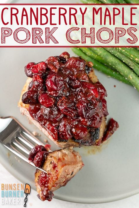 Pork Chops Juicy, Maple Pork Chops, Maple Mustard Sauce, Maple Pork, Fresh Cranberry Recipes, Brown Sugar Pork Chops, Pan Seared Pork Chops, Mustard Pork Chops, Pork Sauce