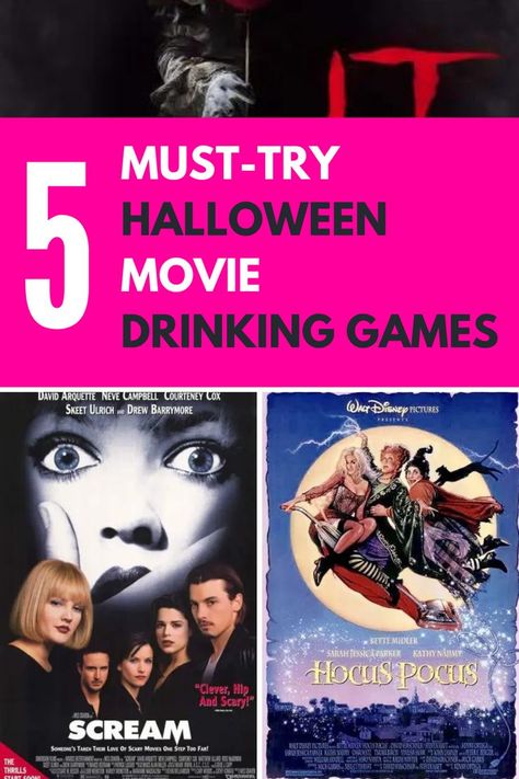 Is one of your favorite things about the Halloween season getting to watch all your favorite horror movies. Well, if you are looking for a new way to experience the classics, then look no further than our list of drinking games for the most quintessential Halloween night movies of all time. #Halloween #Halloweendrinks #Halloweenpartygames #Halloweengames #Halloweenparty Halloween Night Movie, Halloween Drinking Games, Movie Drinking Games, Halloween Movies List, Horror Movie Night, Movie Night Food, Halloween Movie Night, Movie Themed Party, Spooky Movies