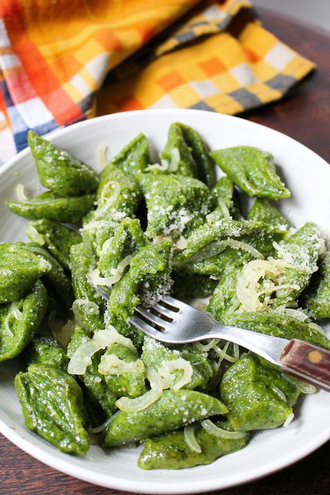 Two-ingredient Spinach Gnocchi Spinach Gnocchi Recipe, Easy Gnocchi Recipe, Salted Baked Potato, Easy Gnocchi, Spinach Gnocchi, Gnocchi Recipes Easy, 2024 Meals, Pasta Flour, Butter Carrots