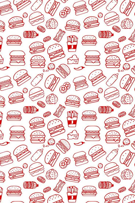 Burger Pattern Illustration, Logo Design Fast Food, Menu Fast Food Design, Fast Food Logo Design Ideas, Burger Packaging Design, Burger Branding Design, Burger Graphic Design, Fast Food Wallpaper, Fast Food Packaging Design