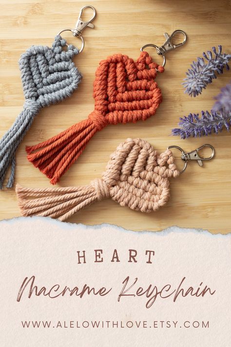 Absolutely the cutest and chic keychain. This fancy macrame heart keychain is made from 100% natural cotton macrame cord. Each one measures approximately 6.5 inch. There are 16 colors available!! Macrame Heart Keychain, Chic Keychain, Heart Macrame, Macrame Heart, Macrame Style, Keychain Macrame, Macrame Keychain, Heart Keychain, Macrame Cord