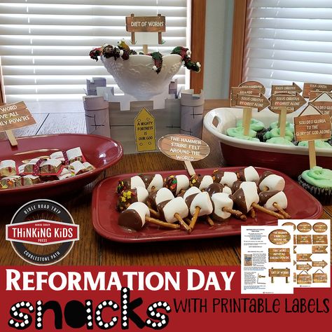 Reformation Day Party, Reformation Sunday, Fun Fall Desserts, Martin Luther Reformation, Octoberfest Party, Sunday Dessert, Church Halloween, Reformation Day, Family Bible Study