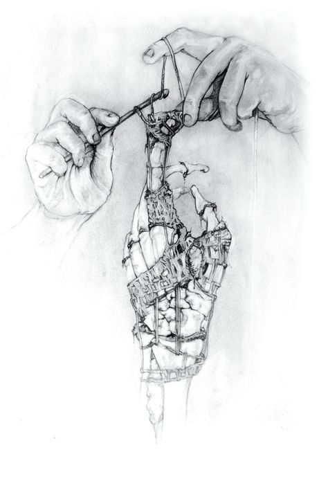 Hands is a reflection of the technicality of drawing human anatomy, specifically the hands.  Hands are themselves a complexity, which mirrors croucheting in their own anatomical construction and function.  This idea translates into everything we use our hands to fabricate. This print is the digital remaster of the original graphite drawing. 13x19 high quality print on archival photo paper Printed on Canon Pixma Pro-10 Creative Hand Drawing, Hand Anatomy Art, Crochet Drawing, Hands Artwork, Contemporary Drawing, Arte Cyberpunk, Dark Art Drawings, Graphite Drawings, Anatomy Drawing