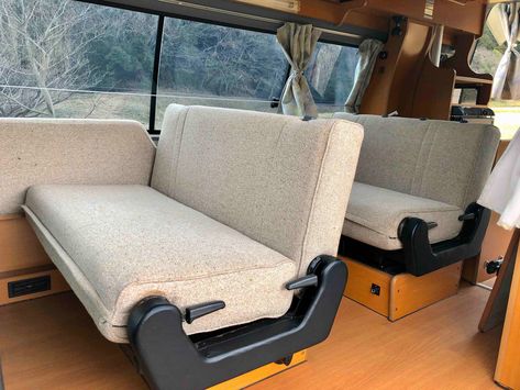 Hiace Campervan Interiors, Toyota Hiace Campervan Interior, Van Dinette, Campervan Bed Ideas, Van Conversion Bed, Van Interior Design, Van Fitout, Toyota Hiace Campervan, Hiace Campervan