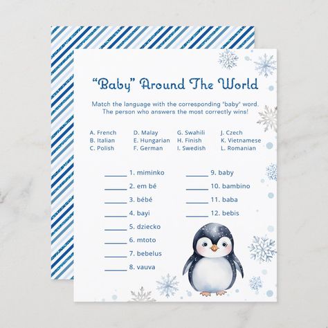 Penguin Baby Shower Ideas, Watercolor Penguin, Penguin Baby Showers, Penguin Baby, Penguin Party, Parties Ideas, Baby Penguins, Shop Watercolor, Baby Shower Game